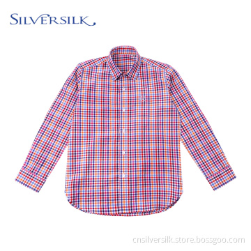 Preppy Tops Bluse Bunte Karos Jungen Hemden lang
